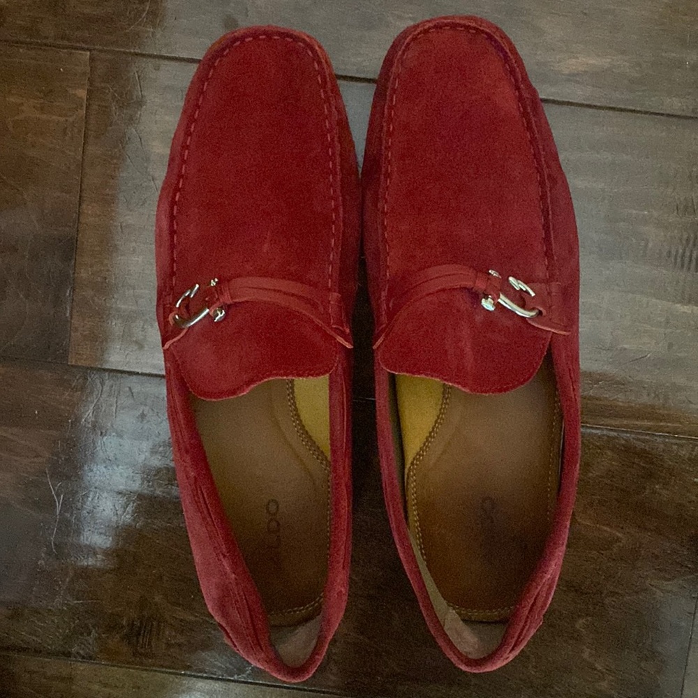 Mens Aldo Red Suede Driving Shoe, 10.5